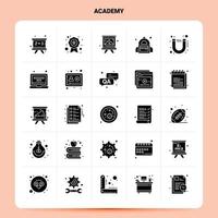 Solid 25 Academy Icon set Vector Glyph Style Design Black Icons Set Web and Mobile Business ideas design Vector Illustration