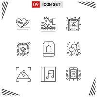 9 Icons Line Style Grid Based Creative Outline Symbols for Website Design Simple Line Icon Signs Isolated on White Background 9 Icon Set vector