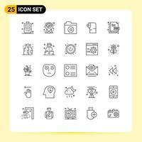 Set of 25 Modern UI Icons Symbols Signs for beer file find document creative Editable Vector Design Elements