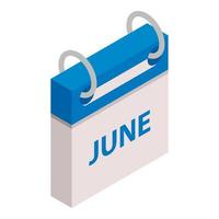 Calendar june month icon, isometric style vector