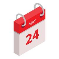 Calendar 24 may holiday icon, isometric style vector