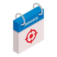 Calendar january target month icon, isometric style vector