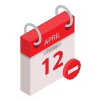 Restricted calendar date icon, isometric style vector