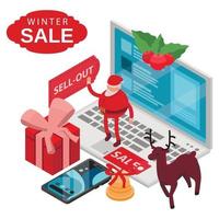 Winter final sale concept background, isometric style vector