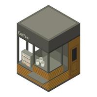 Coffee street shop icon, isometric style vector