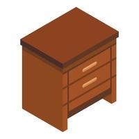 Wood drawer icon, isometric style vector