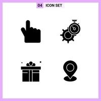 4 Icons in Solid Style Glyph Symbols on White Background Creative Vector Signs for Web mobile and Print Creative Black Icon vector background