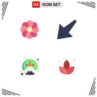 Mobile Interface Flat Icon Set of 4 Pictograms of flower person spring left wearing Editable Vector Design Elements