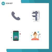 4 Thematic Vector Flat Icons and Editable Symbols of phone application measure physics mobile Editable Vector Design Elements