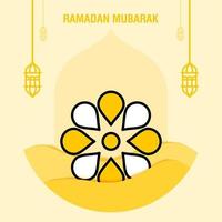 Ramadan kareem greeting template islamic crescent and arabic lantern vector illustration