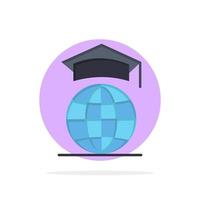 Globe Internet Online Graduation Abstract Circle Background Flat color Icon vector