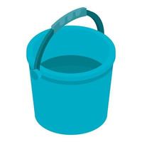 Blue plastic bucket icon, isometric style vector