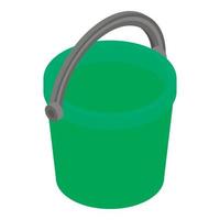 Green bucket icon, isometric style vector
