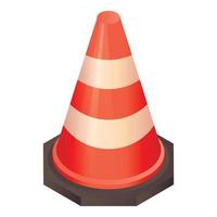 Repair traffic cone icon, isometric style vector