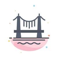 Bridge Building City Cityscape Abstract Flat Color Icon Template vector