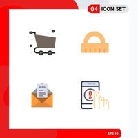 Pack of 4 creative Flat Icons of cart email basket control corresponding Editable Vector Design Elements