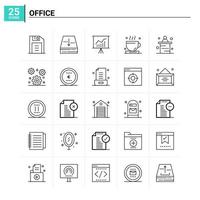 25 Office icon set vector background