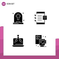 Set of Vector Solid Glyphs on Grid for dead cross tombstone develop marketing Editable Vector Design Elements
