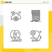 4 Creative Icons Modern Signs and Symbols of cloud activities malware mix equipment Editable Vector Design Elements