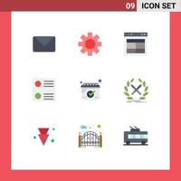 Pictogram Set of 9 Simple Flat Colors of schedule calendar divide radio button website Editable Vector Design Elements