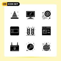 9 Creative Icons for Modern website design and responsive mobile apps 9 Glyph Symbols Signs on White Background 9 Icon Pack Creative Black Icon vector background