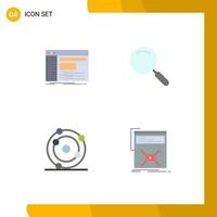 4 User Interface Flat Icon Pack of modern Signs and Symbols of admin atom root magnifier biology Editable Vector Design Elements