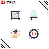 4 Thematic Vector Flat Icons and Editable Symbols of patch audio diode birthday pause Editable Vector Design Elements