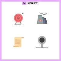 Set of 4 Modern UI Icons Symbols Signs for goal file success construction greece Editable Vector Design Elements