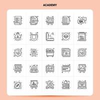 OutLine 25 Academy Icon set. Vector Line Style Design Black Icons Set. Linear pictogram pack. Web and Mobile Business ideas design Vector Illustration.