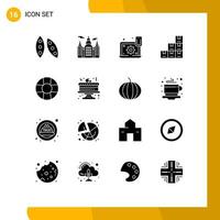 Modern Set of 16 Solid Glyphs and symbols such as lifebuoy logistic configure boxes cogwheel Editable Vector Design Elements