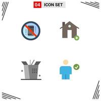 4 Universal Flat Icons Set for Web and Mobile Applications avoid new off buildings wok Editable Vector Design Elements