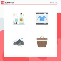 4 Universal Flat Icons Set for Web and Mobile Applications alcohol landscape wine online mountain Editable Vector Design Elements