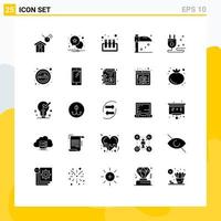 Universal Icon Symbols Group of 25 Modern Solid Glyphs of place marketing test cable scythe Editable Vector Design Elements