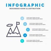 Accomplished Business Mission Motivation Line icon with 5 steps presentation infographics Background vector