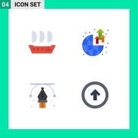 Group of 4 Flat Icons Signs and Symbols for argosy design global profit arrow Editable Vector Design Elements