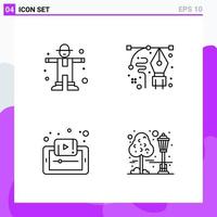 conjunto de 4 iconos en estilo de línea símbolos de contorno creativo para el diseño de sitios web y aplicaciones móviles signo de icono de línea simple aislado en fondo blanco 4 iconos vector