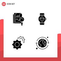 Pack of 4 Universal Glyph Icons for Print Media on White Background vector