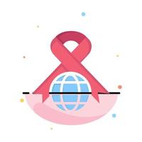 Care Ribbon Globe World Abstract Flat Color Icon Template vector