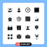 User Interface Pack of 16 Basic Solid Glyphs of forecasting of maps modern business Editable Vector Design Elements
