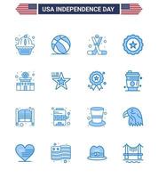 Big Pack of 16 USA Happy Independence Day USA Vector Blues and Editable Symbols of building sign hockey drink america Editable USA Day Vector Design Elements