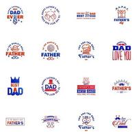 Happy fathers day card 16 Blue and red Set Vector illustration Editable Vector Design Elements