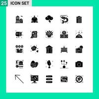 Group of 25 Solid Glyphs Signs and Symbols for medicine clipboard lightning medical sea Editable Vector Design Elements