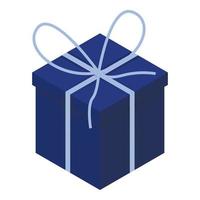 Blue gift box icon, isometric style vector