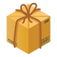 Fragile carton box icon, isometric style vector