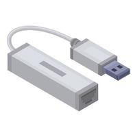 icono de puerto usb a lan, estilo isométrico vector