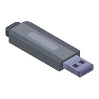 Grey usb flash icon, isometric style vector