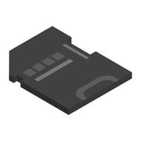 Black sd card icon, isometric style vector