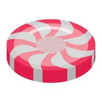 Red swirl candy icon, isometric style vector