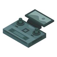 Smartphone drone control icon, isometric style vector