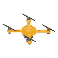 icono de dron amarillo, estilo isométrico vector